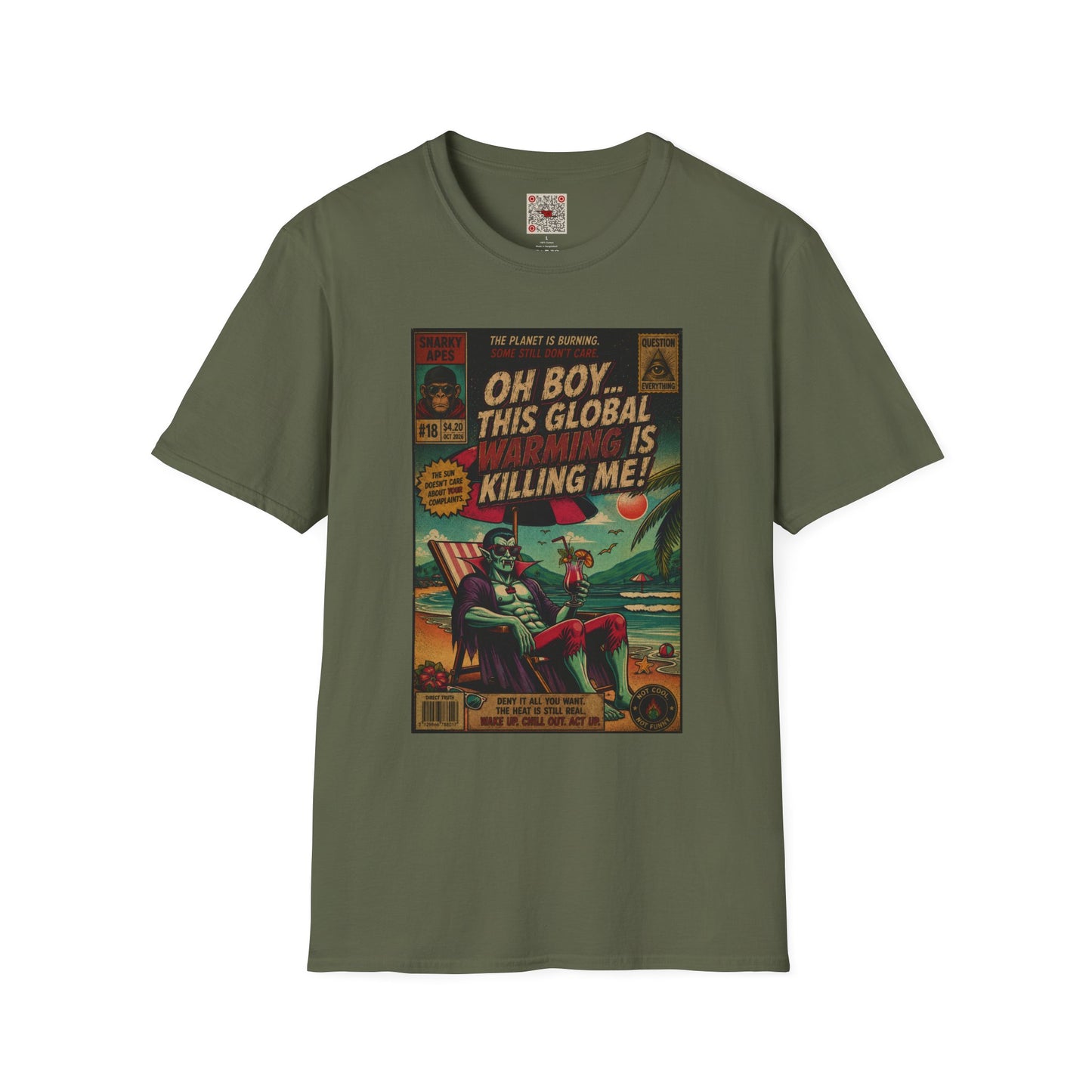 Graphic T-Shirt — "Oh Boy… This Global Warming Is Killing Me!" Vintage Climate Tee