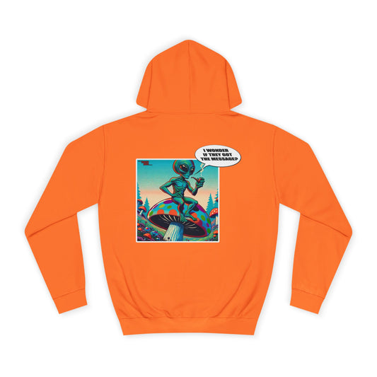 Alien Skateboarder Hoodie — Retro Comic Back Print "I Never Skate With Humans"