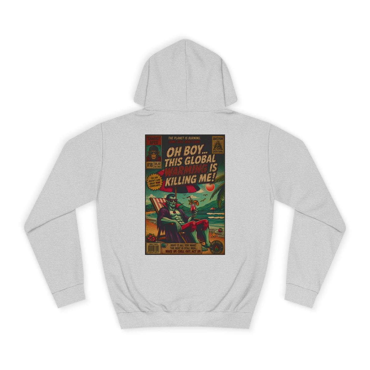 Retro Comic Hoodie – "Oh Boy, This Global Is Killing Me!" Graphic Pullover