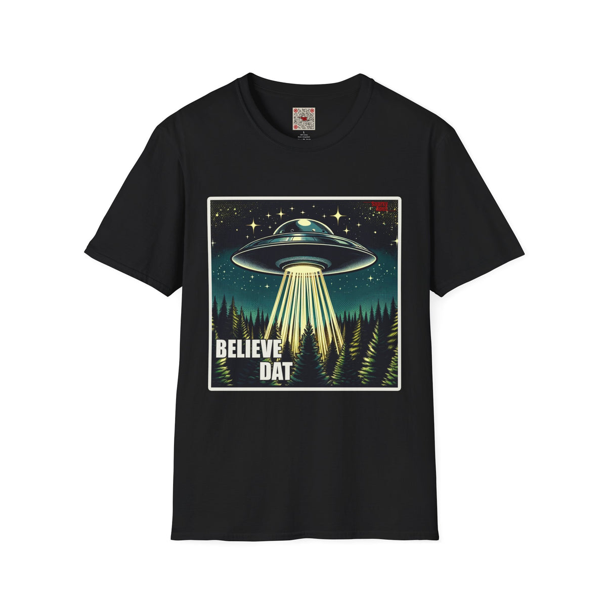 UFO Graphic T-Shirt — "Believe Dat" Retro Alien Abduction Tee