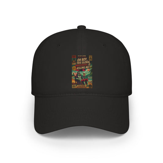 Vintage Creature Feature Baseball Cap — "Oh Boy! His Growl is KILLING ME!" Retro Monster Poster Hat