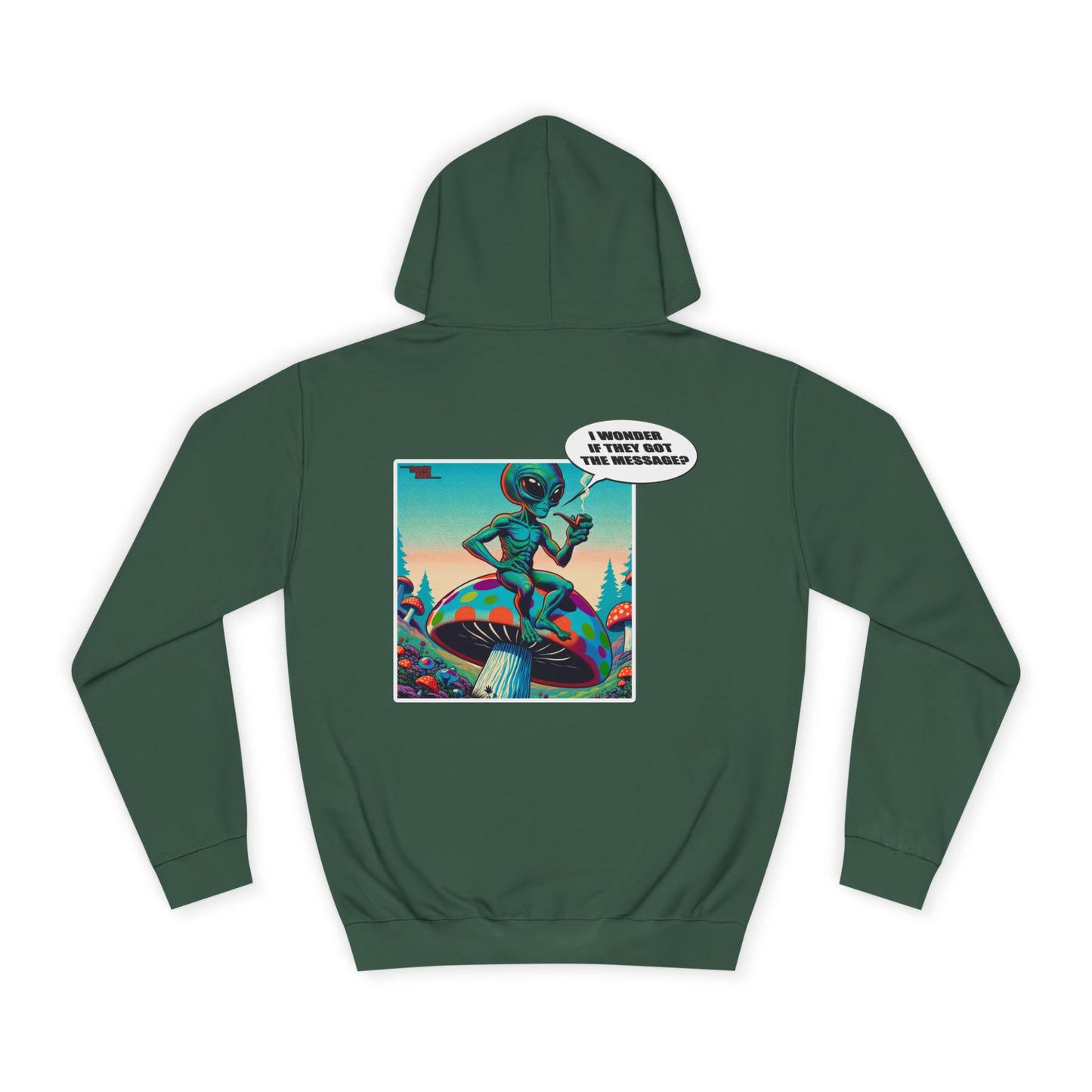 Alien Skateboarder Hoodie — Retro Comic Back Print "I Never Skate With Humans"