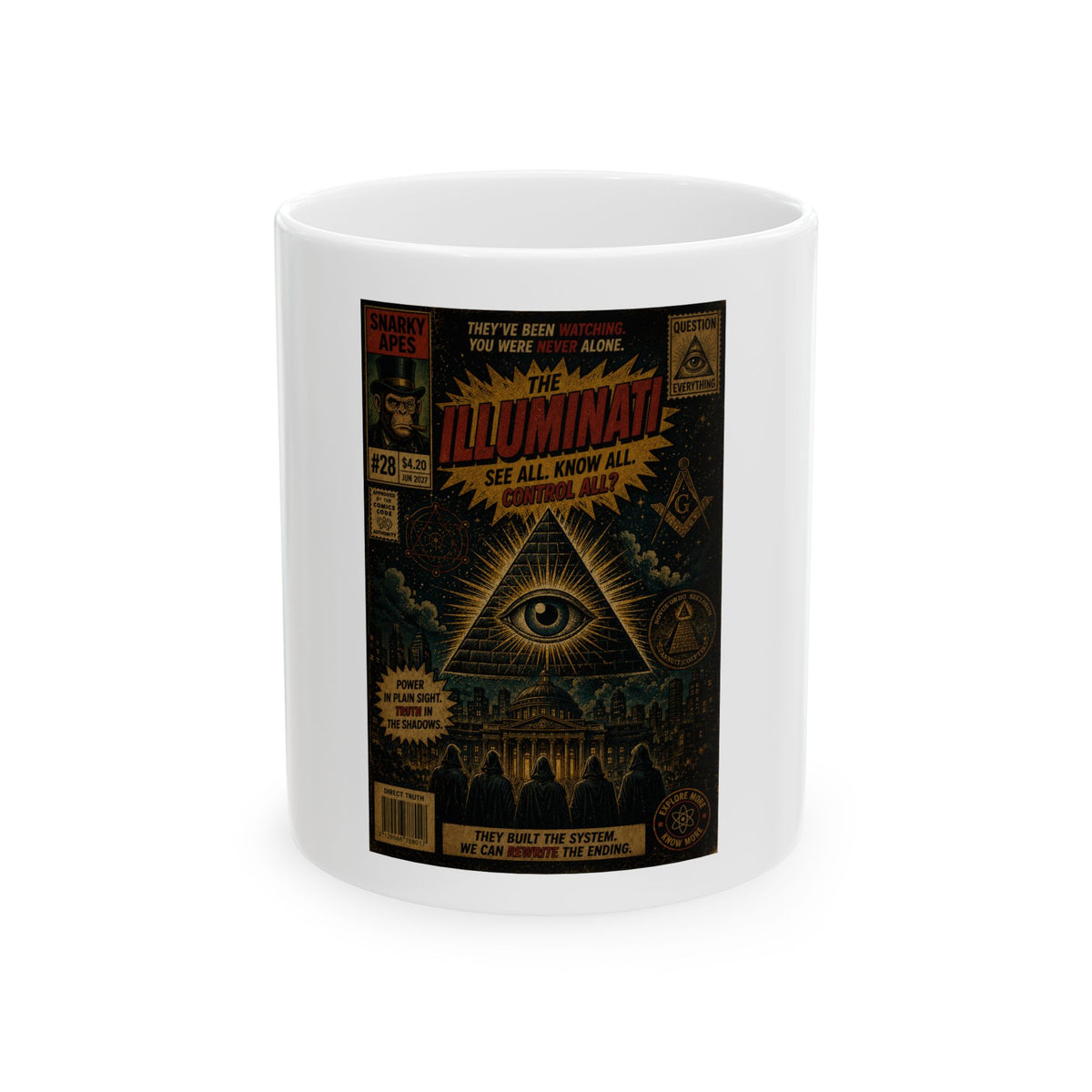 Illuminati Eye Ceramic Mug — Vintage Conspiracy Comic Design (11oz, 15oz)