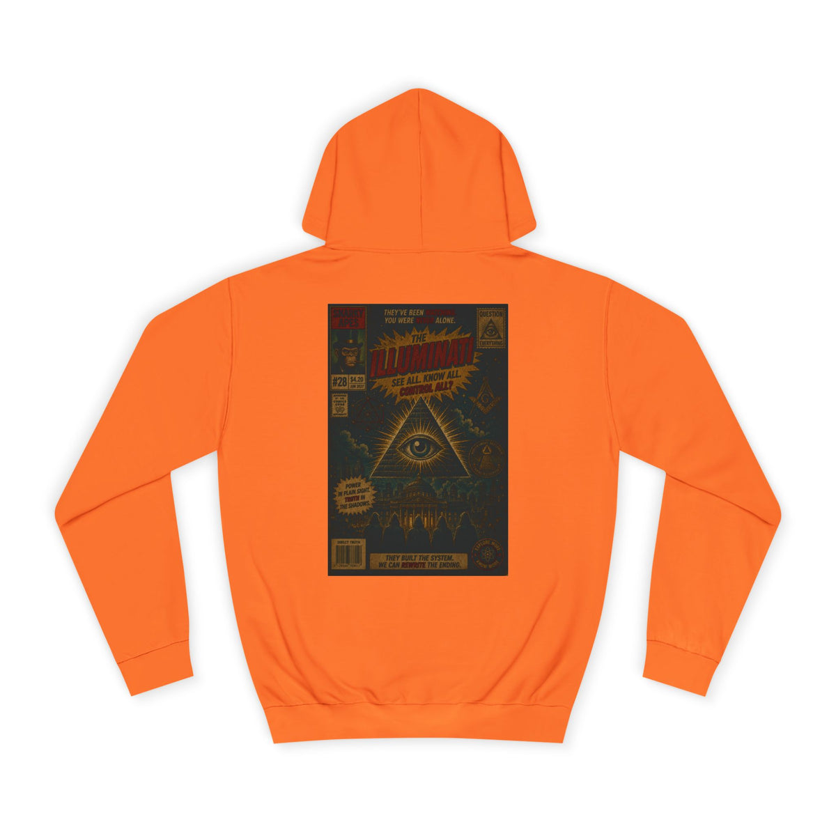 College Hoodie — Vintage Occult Comic Eye Back Print