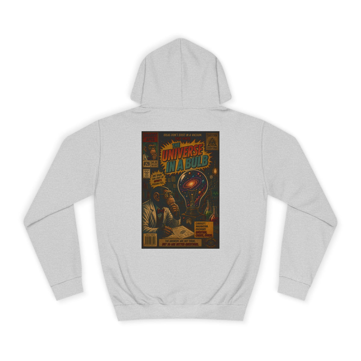 Retro Sci‑Fi 'Universe in a Bulb' Hoodie — Vintage Comic Back Print