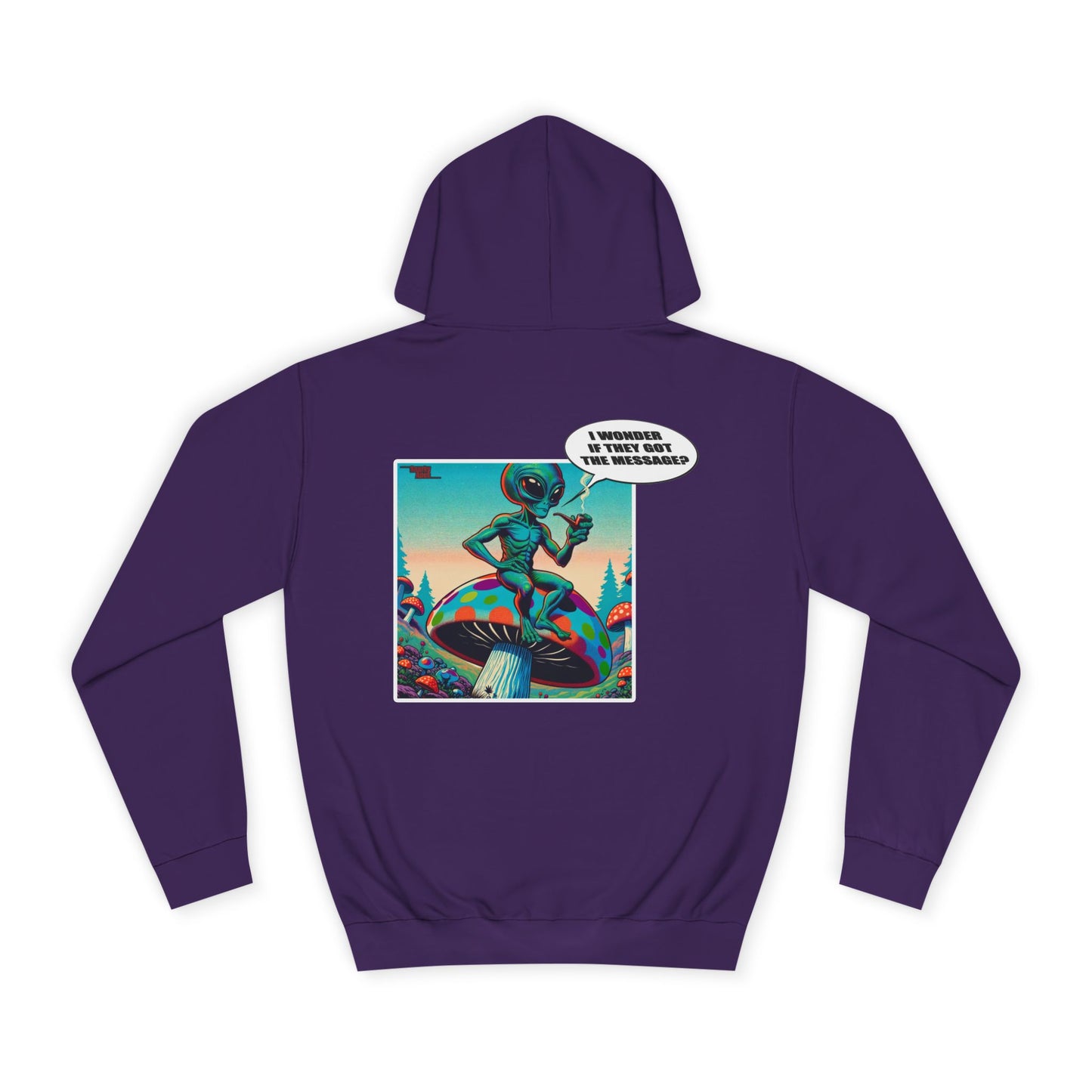 Alien Skateboarder Hoodie — Retro Comic Back Print "I Never Skate With Humans"