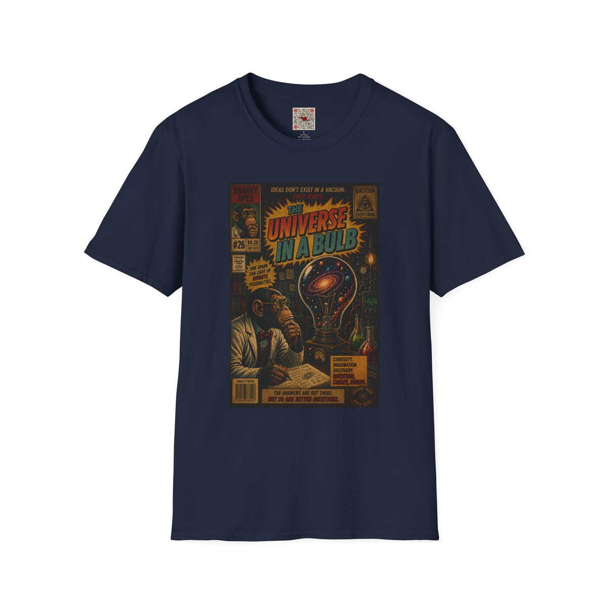 Universe In A Bulb Graphic Tee — Vintage Sci‑Fi Poster Shirt