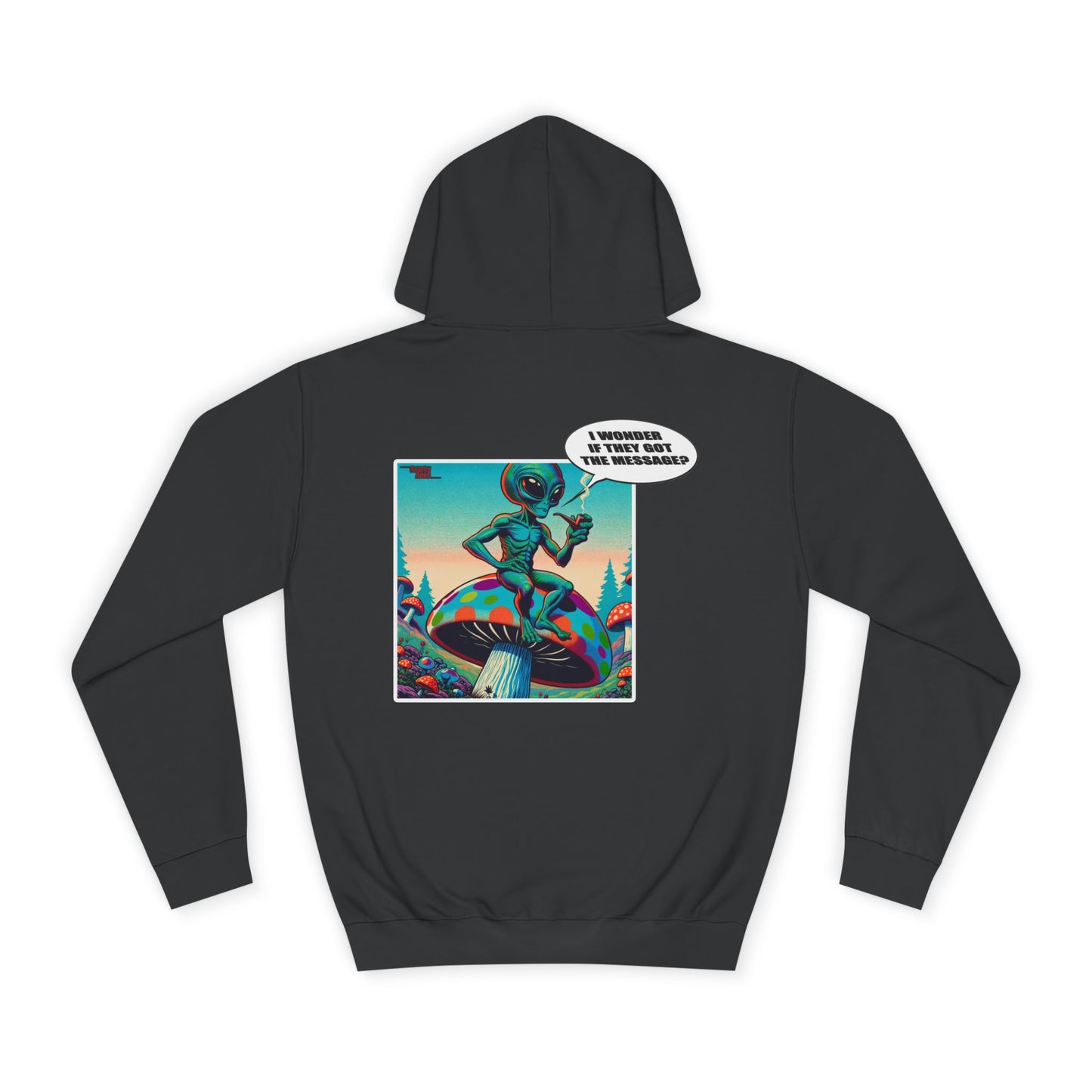 Alien Skateboarder Hoodie — Retro Comic Back Print "I Never Skate With Humans"
