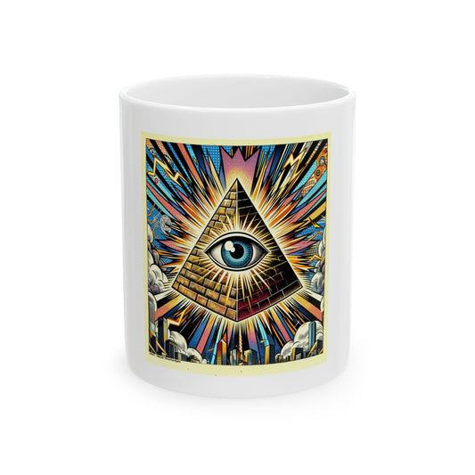 All-Seeing Eye Pyramid Mug — Vintage Mystic Ceramic Coffee Cup (11oz & 15oz)