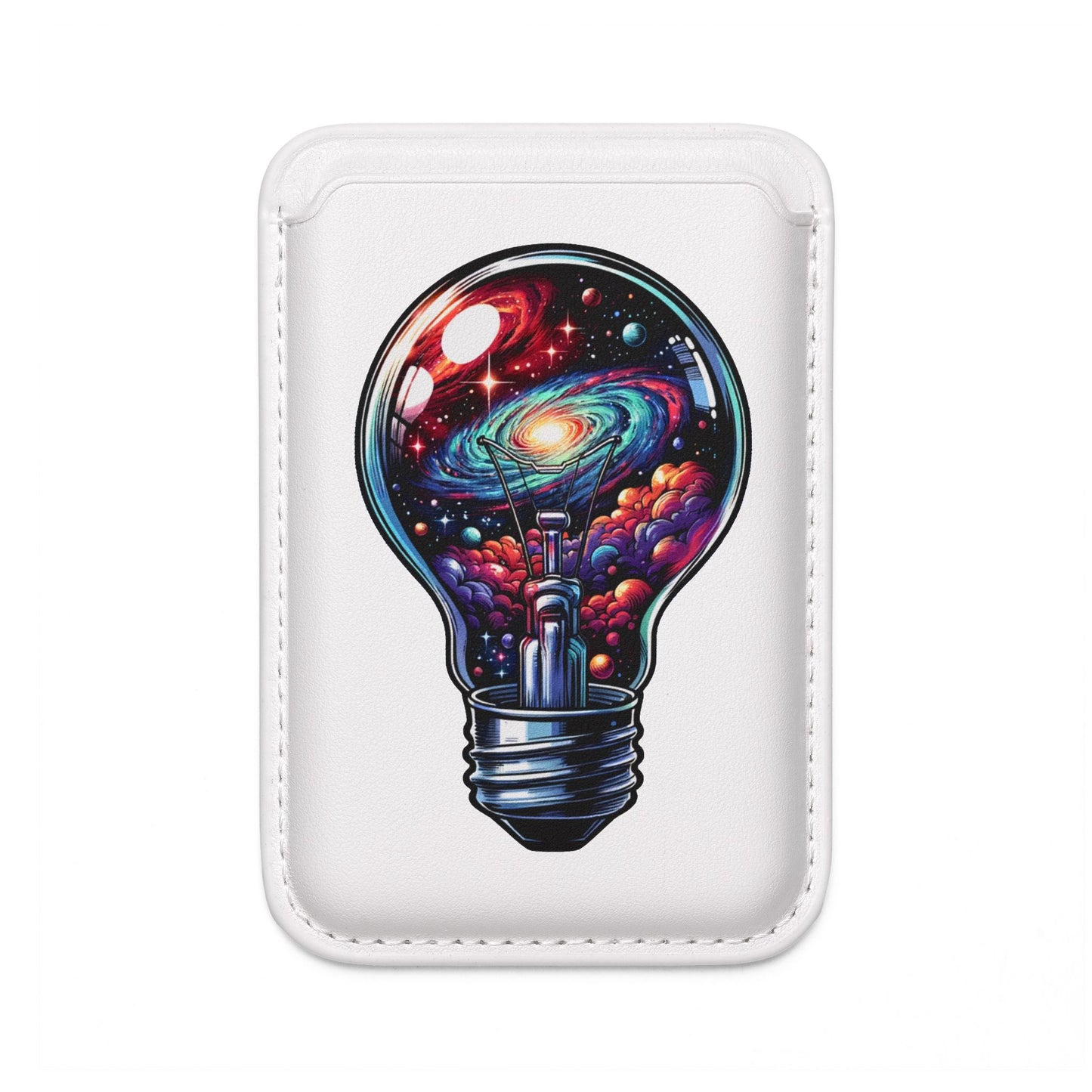 Vegan MagSafe Wallet — Cosmic Lightbulb Galaxy Card Holder