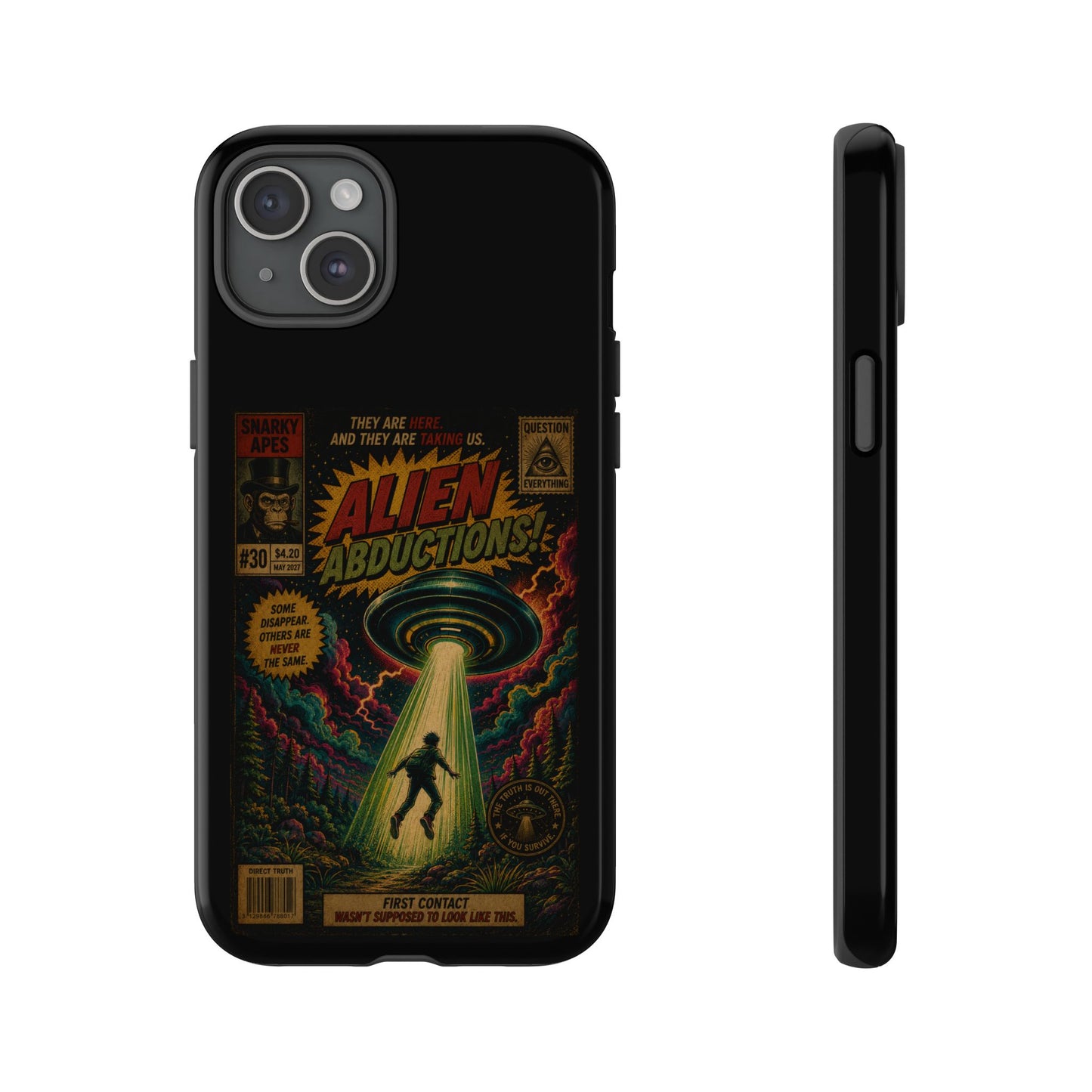 Alien Abductions Phone Case — Retro Sci‑Fi Comic Art iPhone Cover