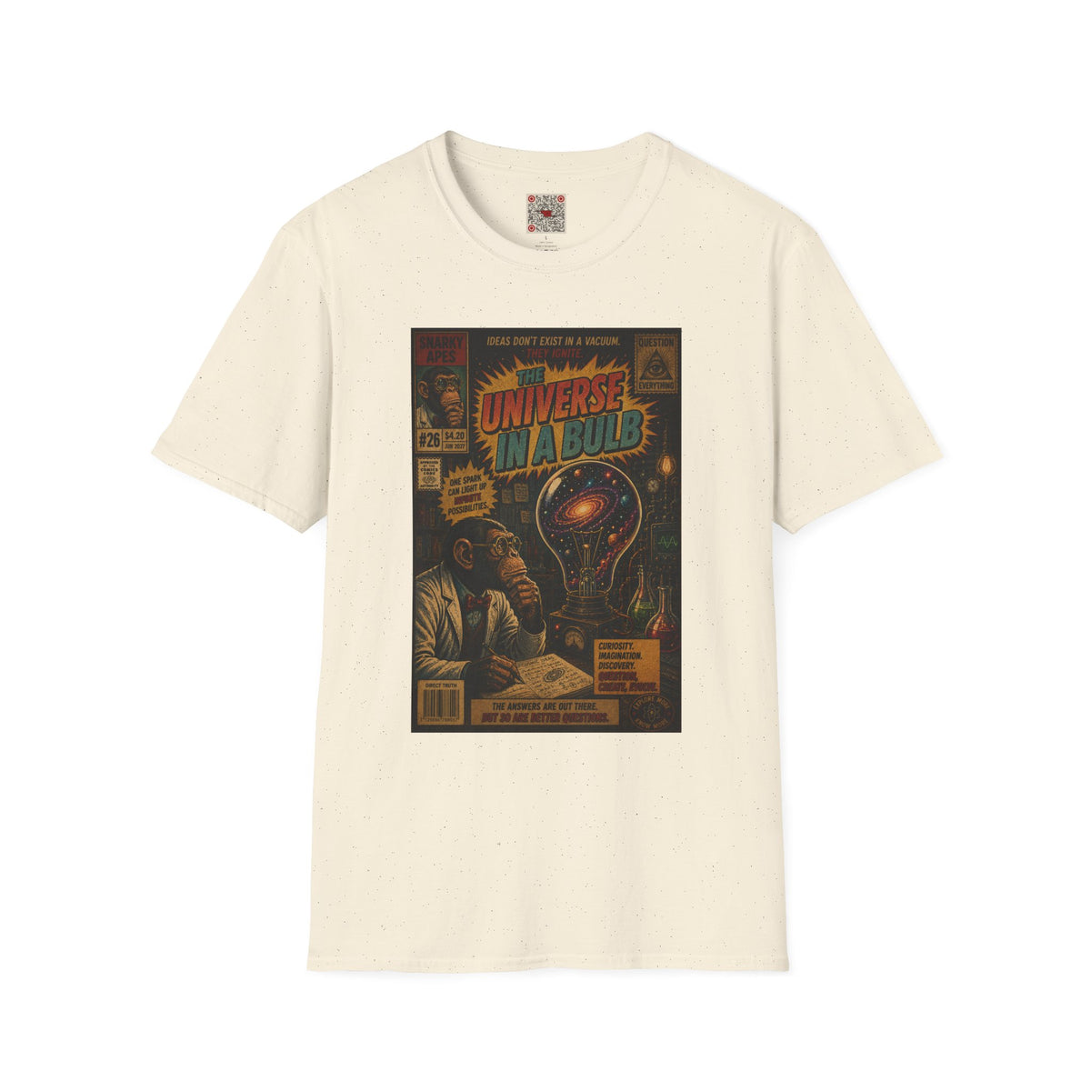 Universe In A Bulb Graphic Tee — Vintage Sci‑Fi Poster Shirt