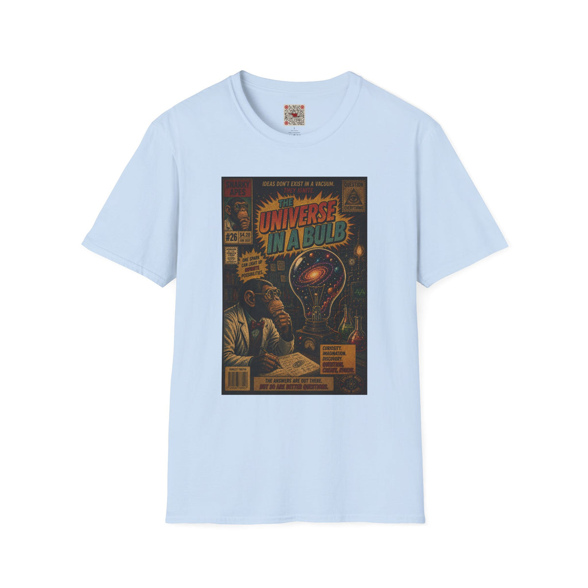 Universe In A Bulb Graphic Tee — Vintage Sci‑Fi Poster Shirt