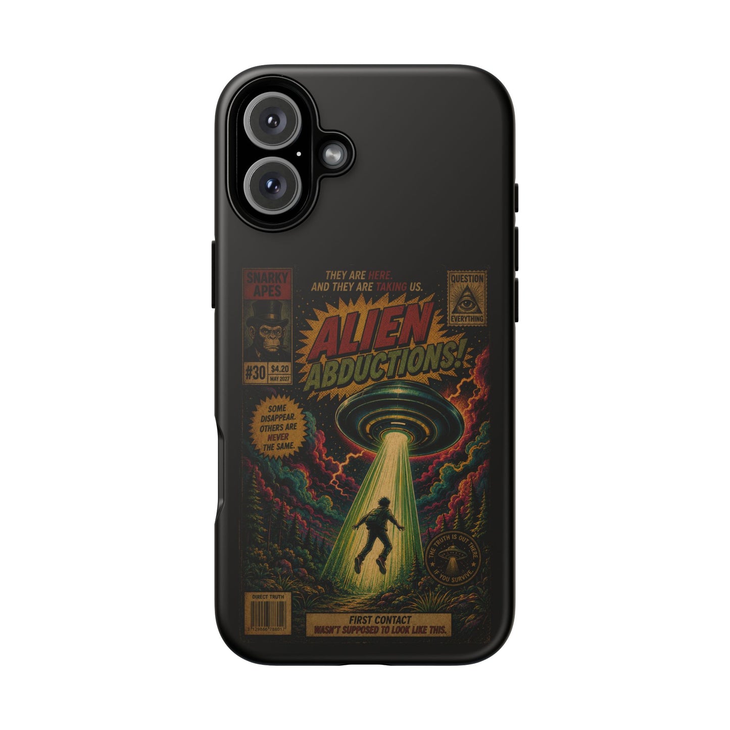 Alien Abductions Phone Case — Retro Sci‑Fi Comic Art iPhone Cover