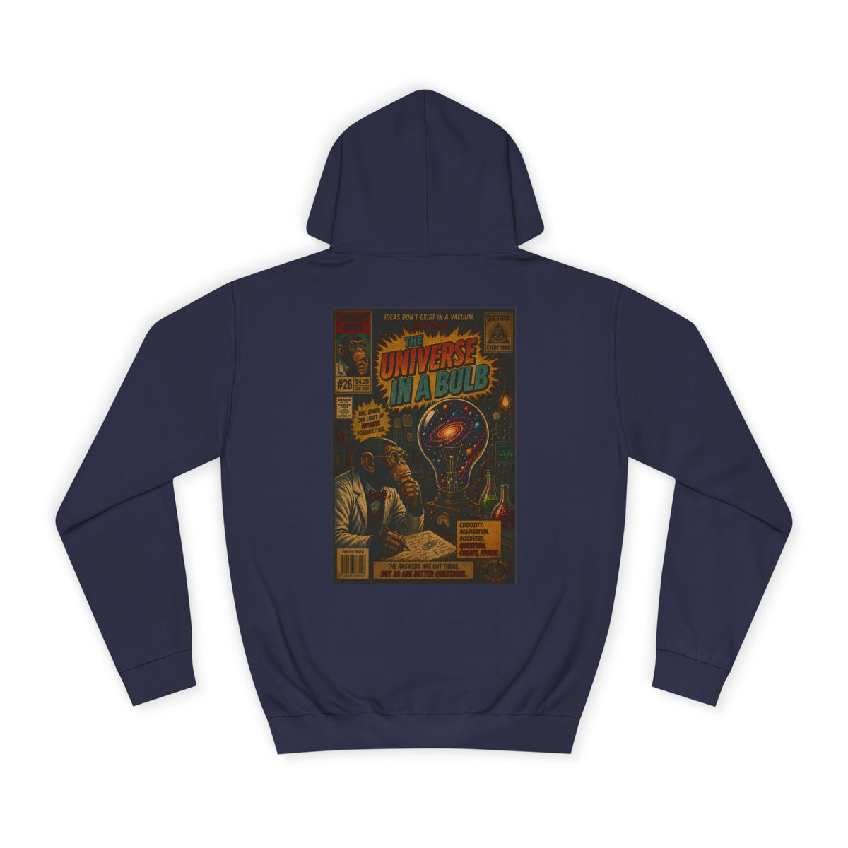 Retro Sci‑Fi 'Universe in a Bulb' Hoodie — Vintage Comic Back Print