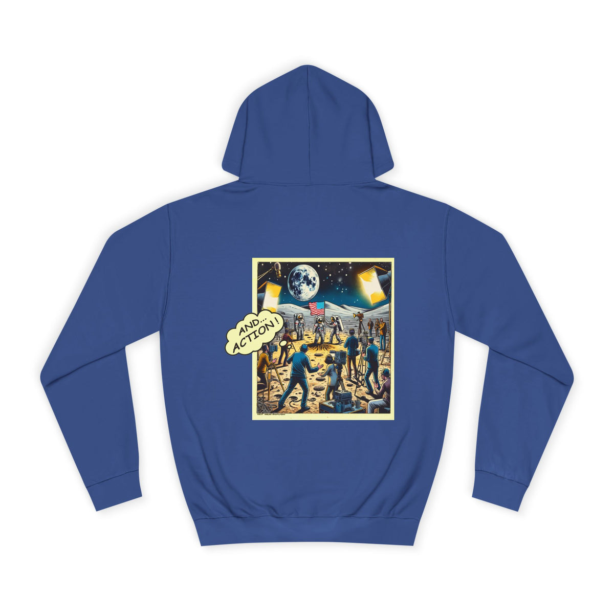 College Hoodie — Retro Sci‑Fi 'And Action' Back Print