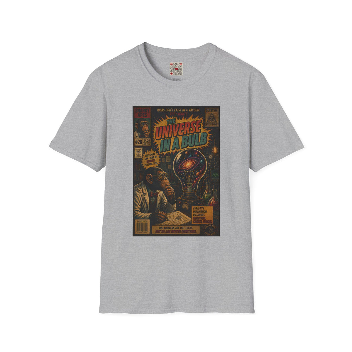 Universe In A Bulb Graphic Tee — Vintage Sci‑Fi Poster Shirt