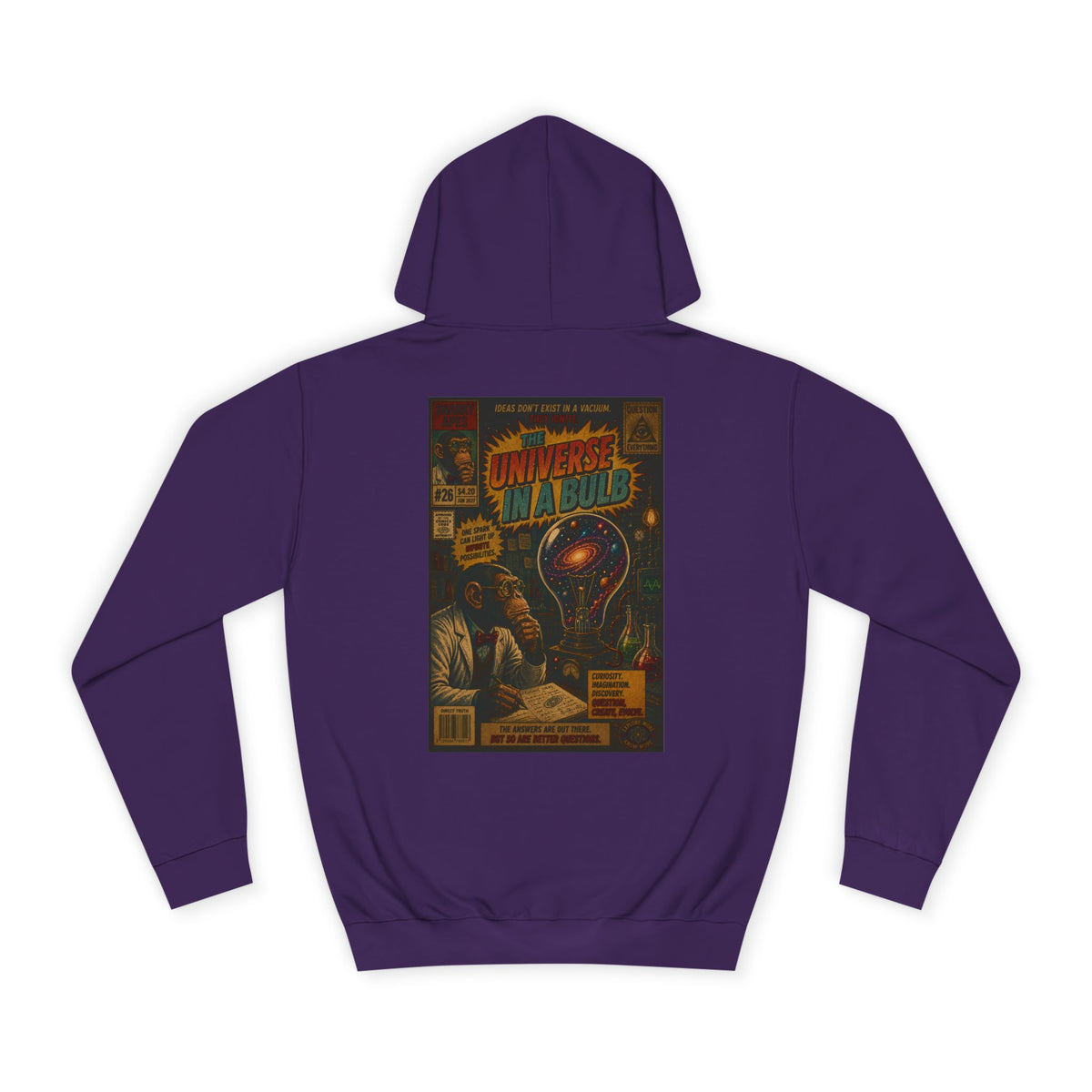 Retro Sci‑Fi 'Universe in a Bulb' Hoodie — Vintage Comic Back Print