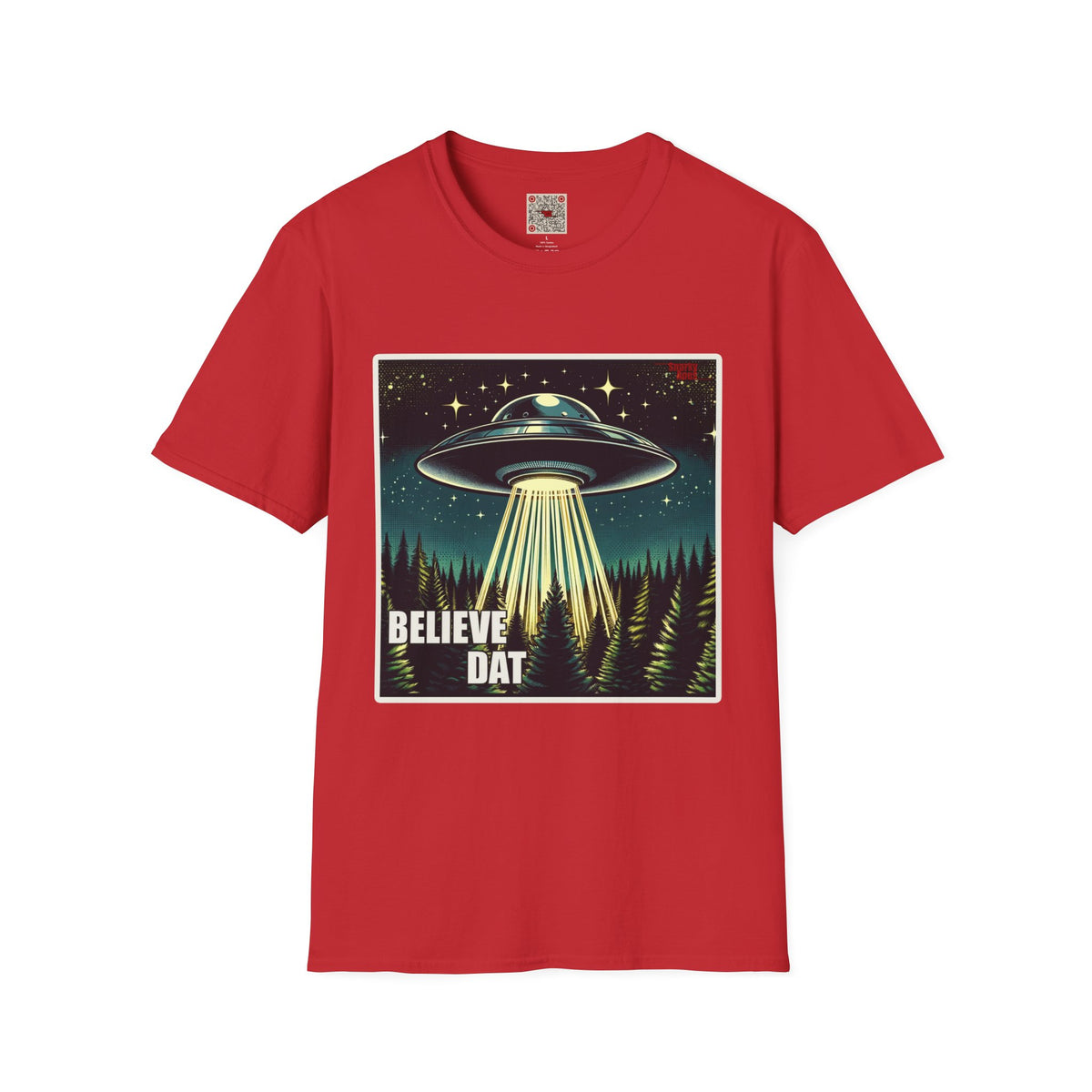 UFO Graphic T-Shirt — "Believe Dat" Retro Alien Abduction Tee