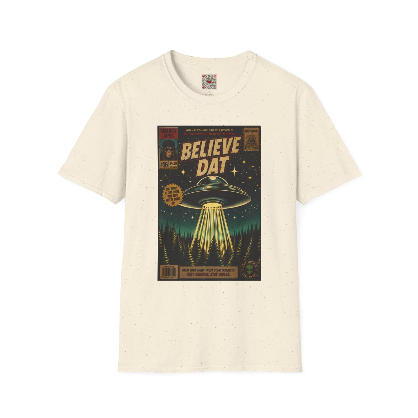 Alien Retro Poster T-Shirt — "Believe Dat" UFO Graphic Tee