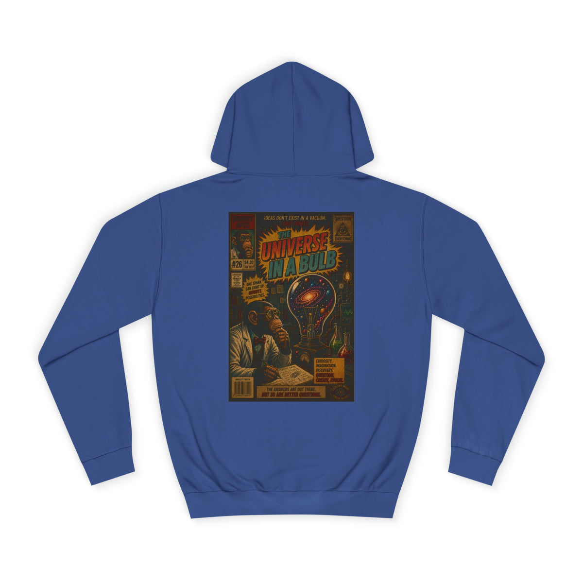 Retro Sci‑Fi 'Universe in a Bulb' Hoodie — Vintage Comic Back Print