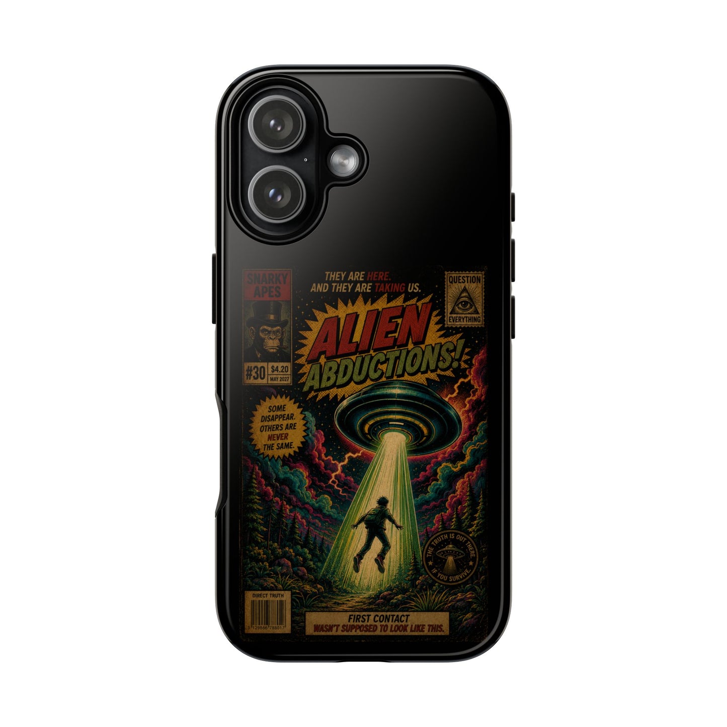 Alien Abductions Phone Case — Retro Sci‑Fi Comic Art iPhone Cover