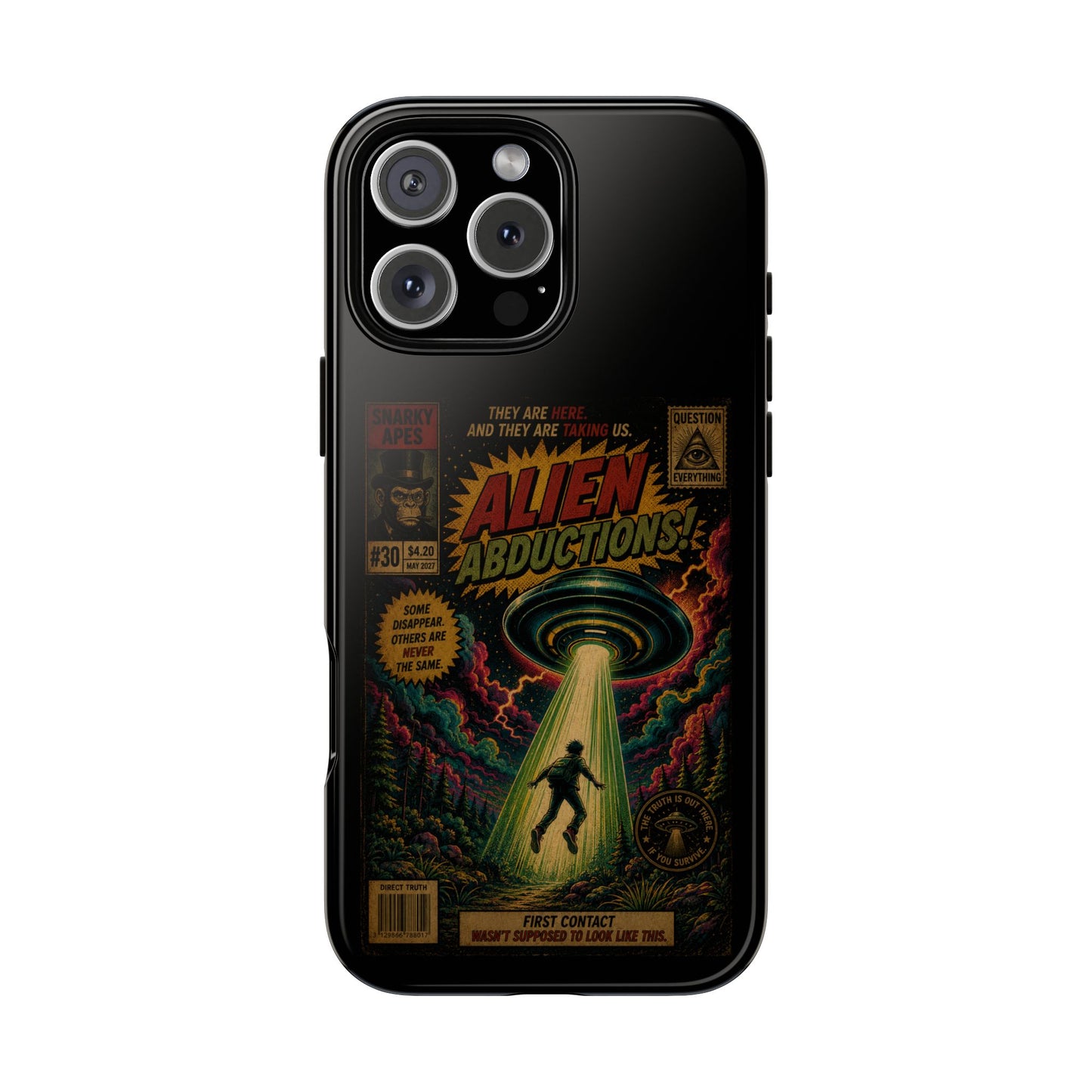 Alien Abductions Phone Case — Retro Sci‑Fi Comic Art iPhone Cover