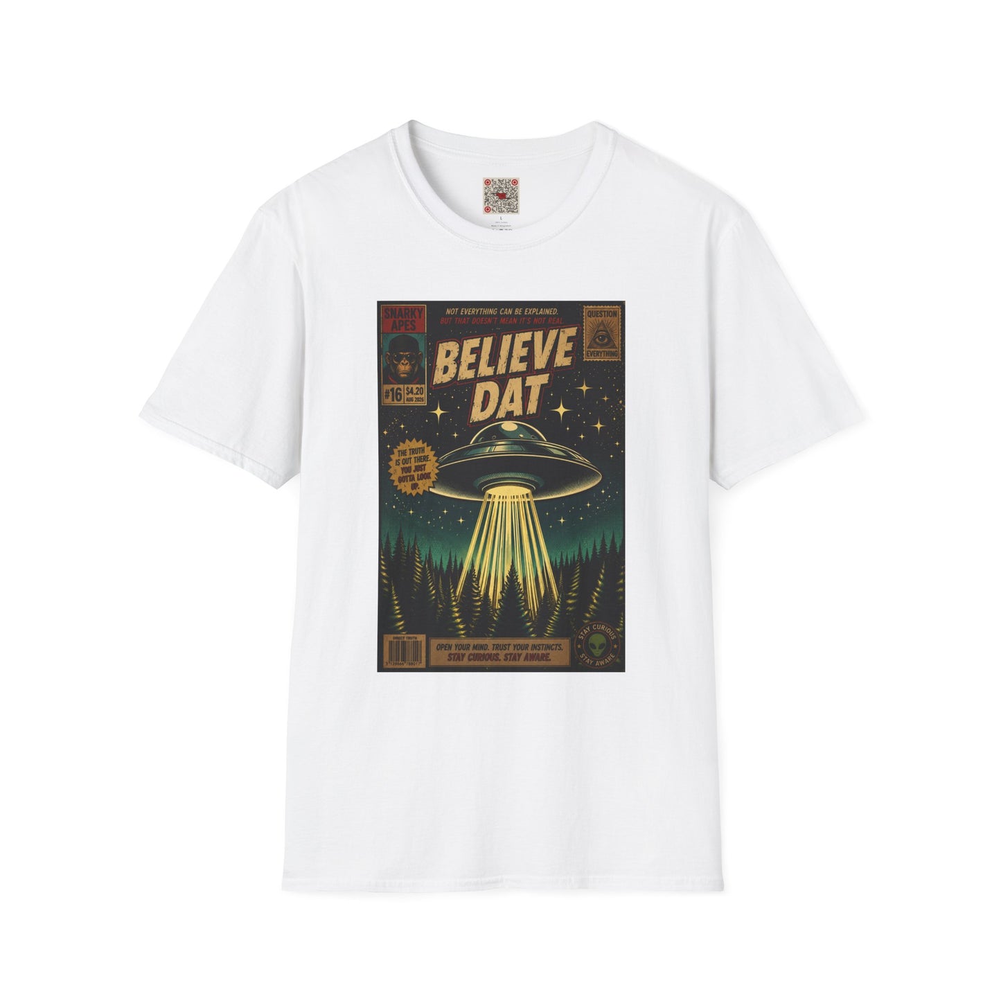 Alien Retro Poster T-Shirt — "Believe Dat" UFO Graphic Tee