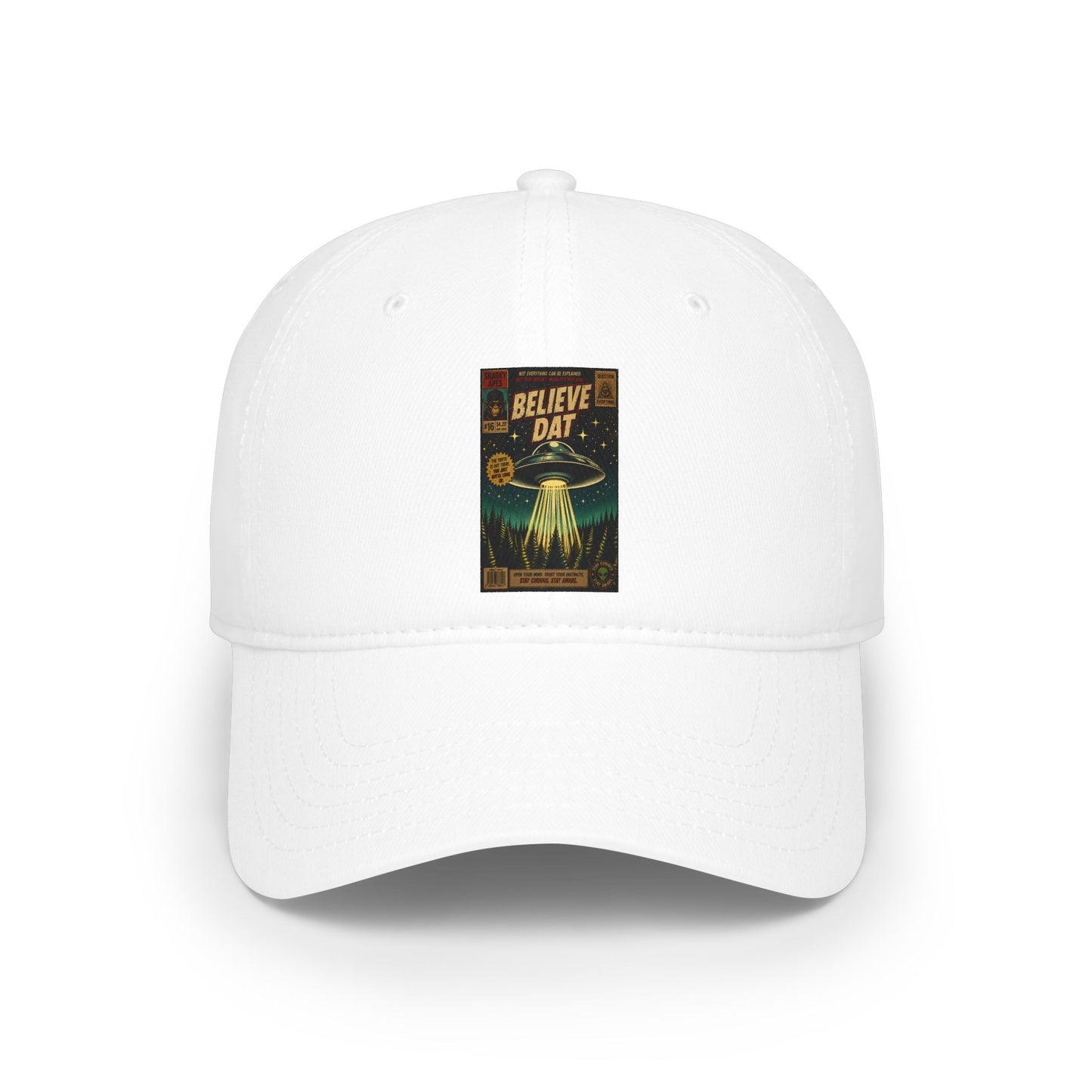 Believe Day Baseball Cap — Retro UFO Poster Low-Profile Hat