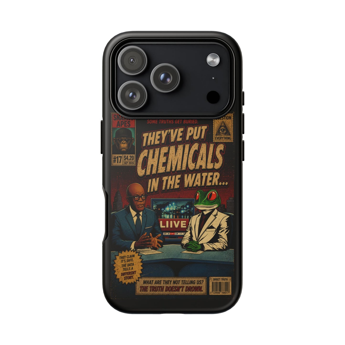 Retro 'They've Put Chemicals in the Water' Phone Case — Vintage Conspiracy Comic Design