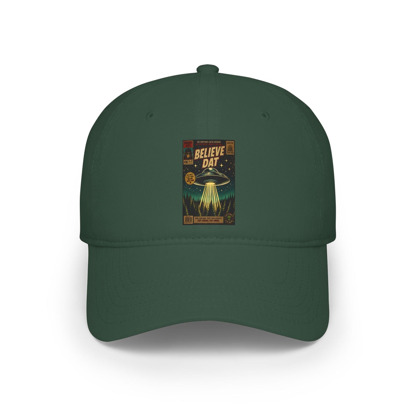Believe Day Baseball Cap — Retro UFO Poster Low-Profile Hat