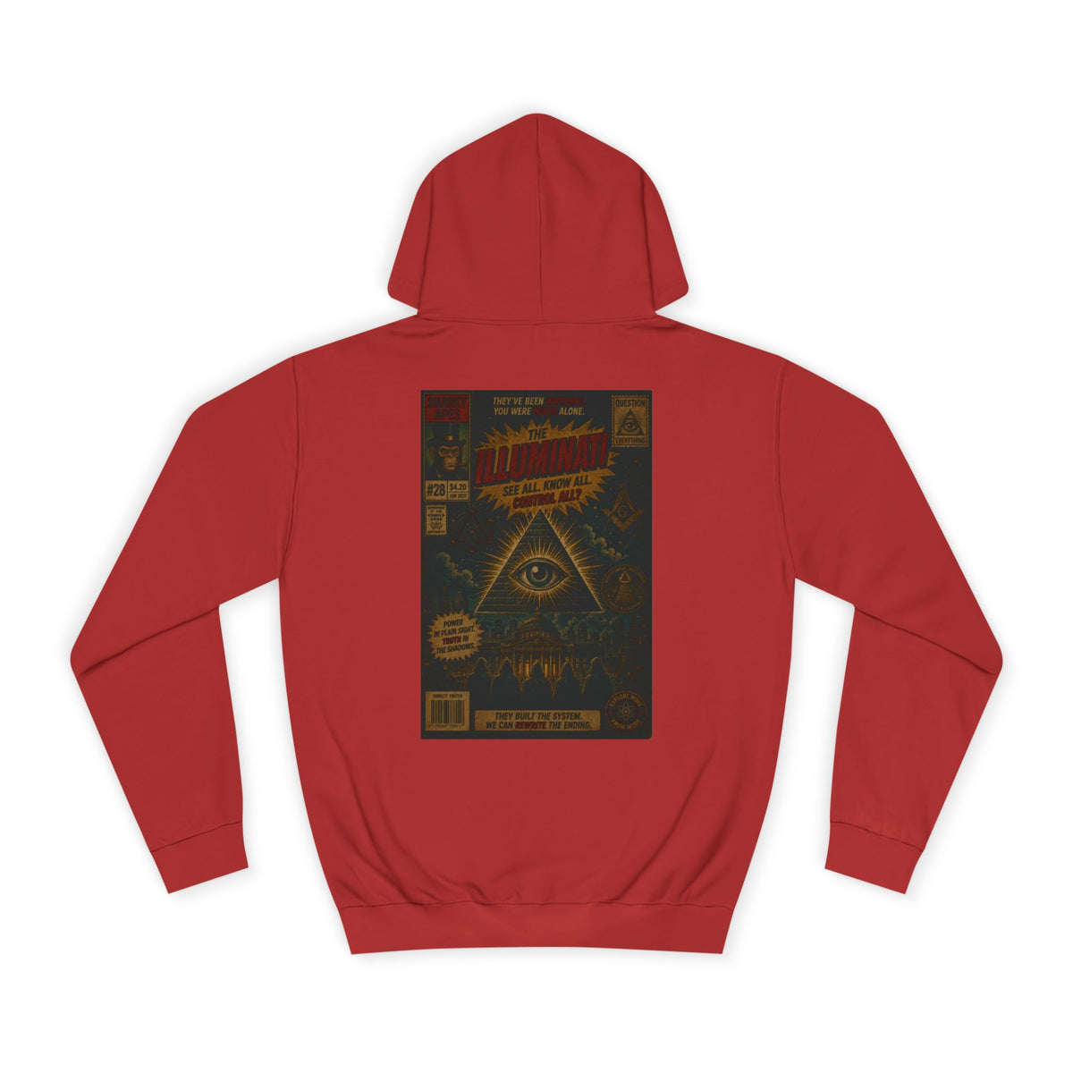 College Hoodie — Vintage Occult Comic Eye Back Print