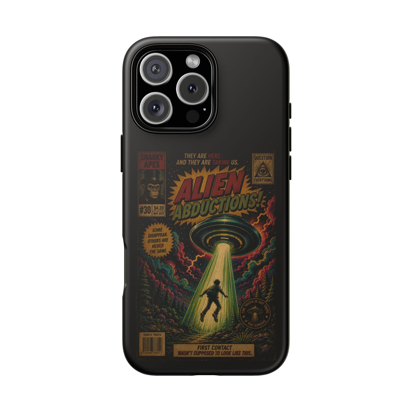 Alien Abductions Phone Case — Retro Sci‑Fi Comic Art iPhone Cover