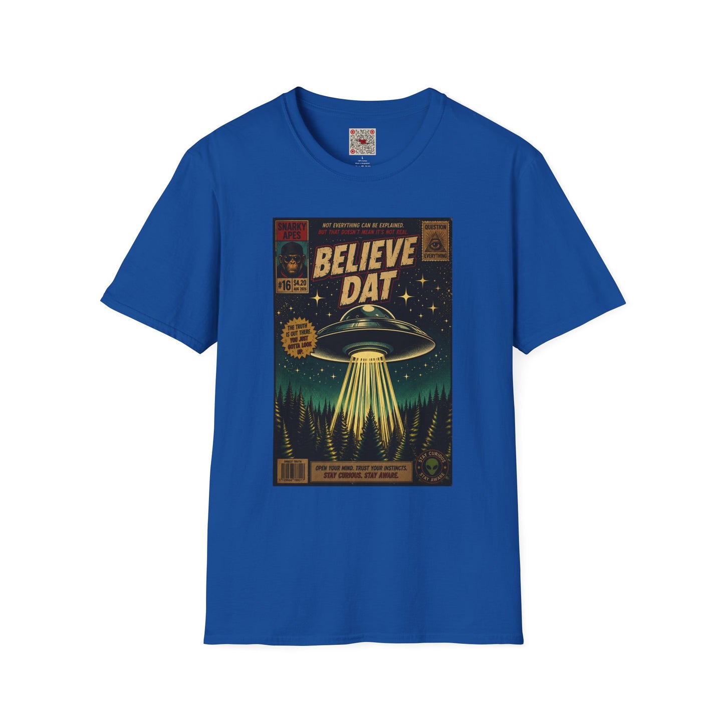 Alien Retro Poster T-Shirt — "Believe Dat" UFO Graphic Tee
