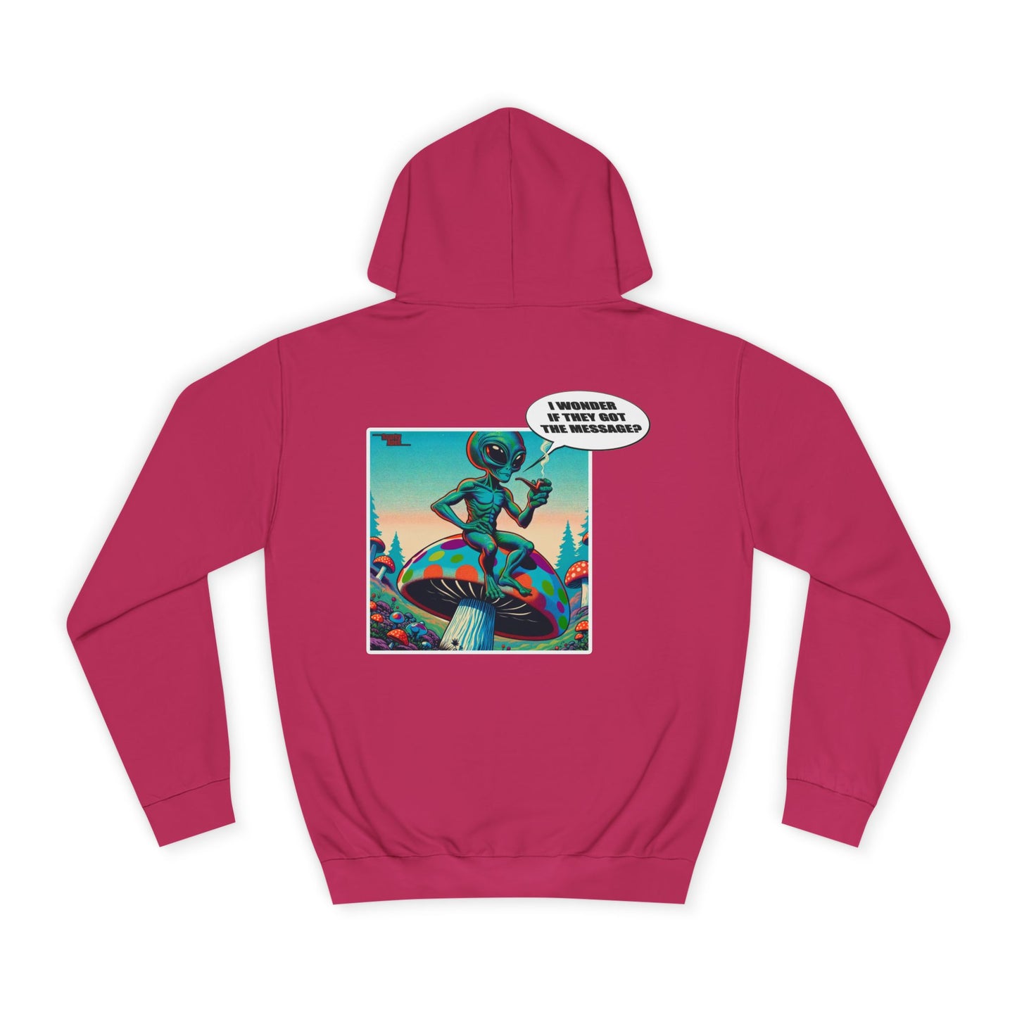 Alien Skateboarder Hoodie — Retro Comic Back Print "I Never Skate With Humans"