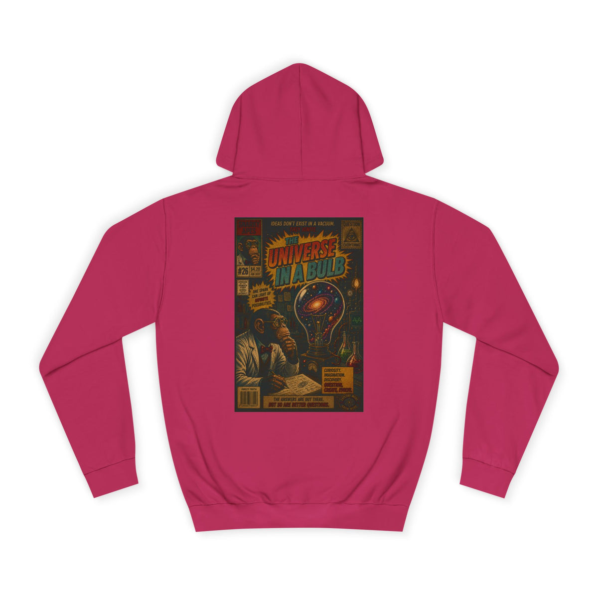 Retro Sci‑Fi 'Universe in a Bulb' Hoodie — Vintage Comic Back Print