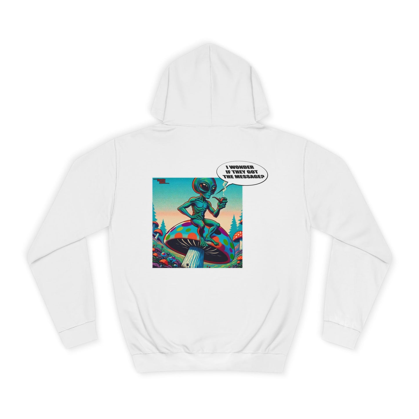 Alien Skateboarder Hoodie — Retro Comic Back Print "I Never Skate With Humans"