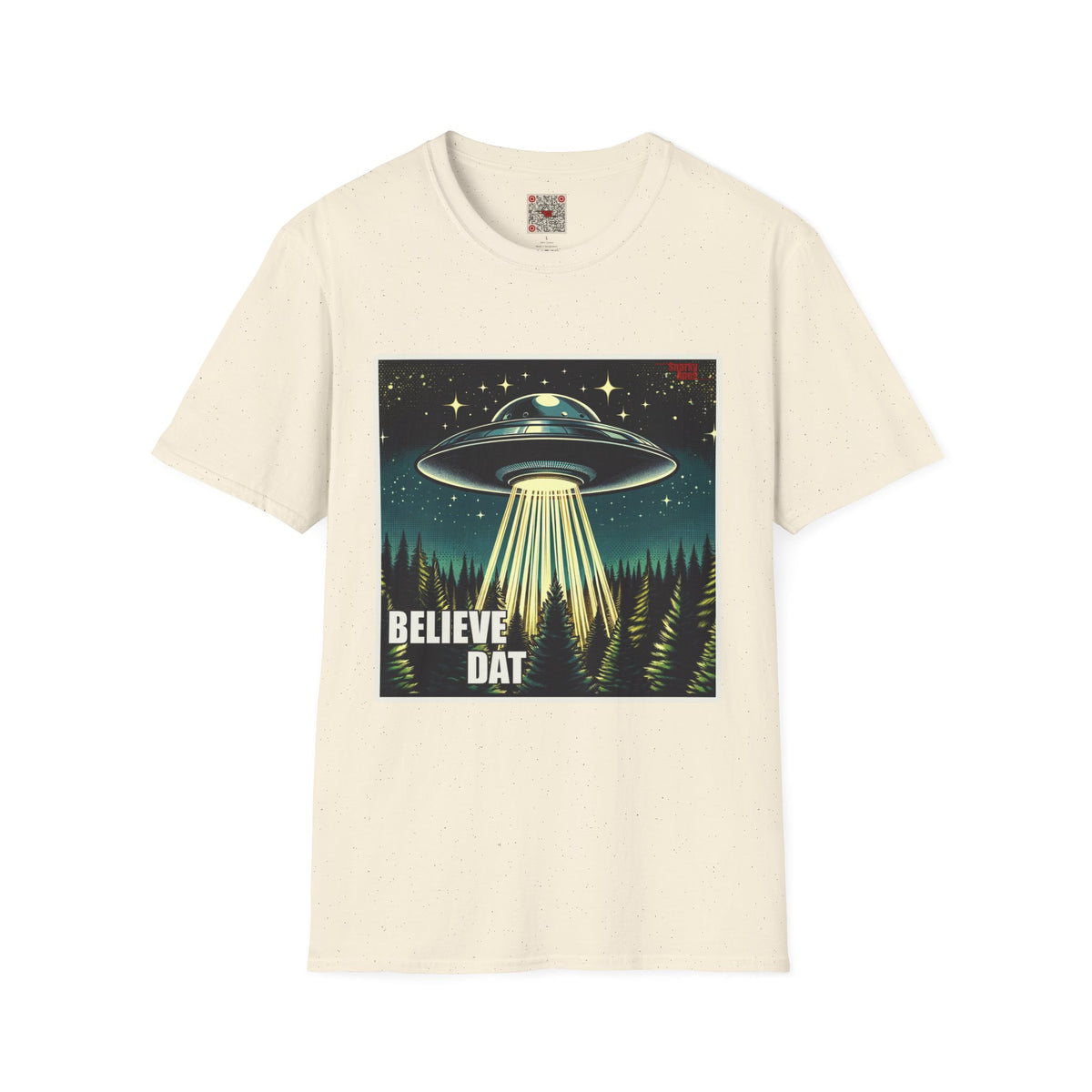 UFO Graphic T-Shirt — "Believe Dat" Retro Alien Abduction Tee