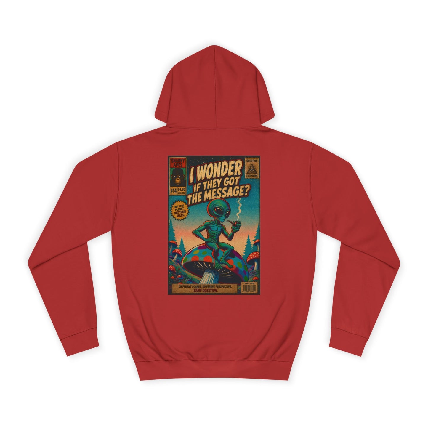Alien Retro Poster Hoodie – “I Wonder If They Got the Message?” College Sweatshirt