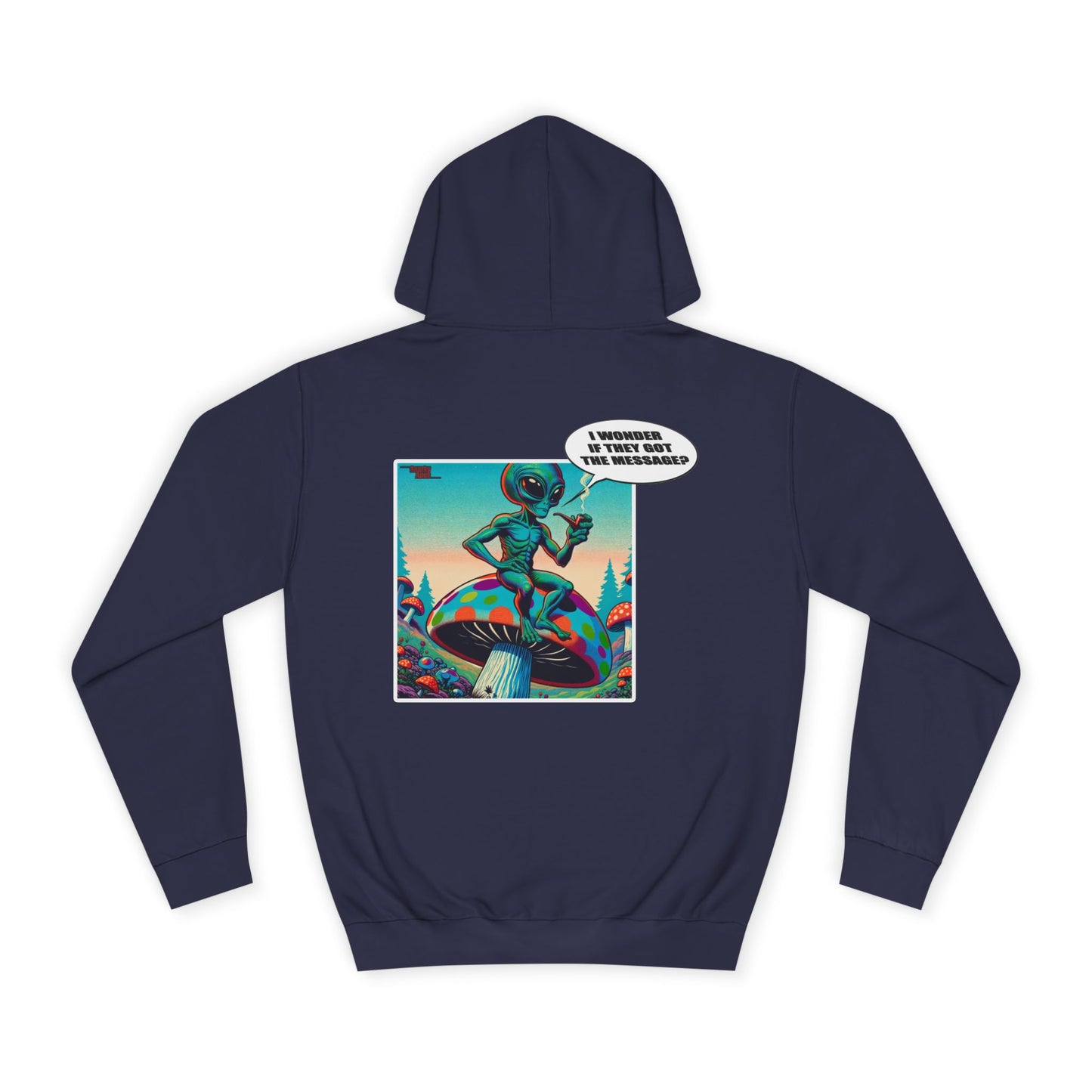 Alien Skateboarder Hoodie — Retro Comic Back Print "I Never Skate With Humans"