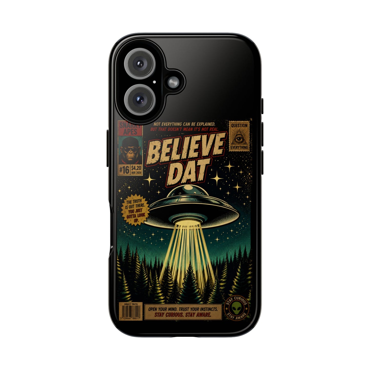 Believe Dat UFO Phone Case — Retro Alien Abduction Design