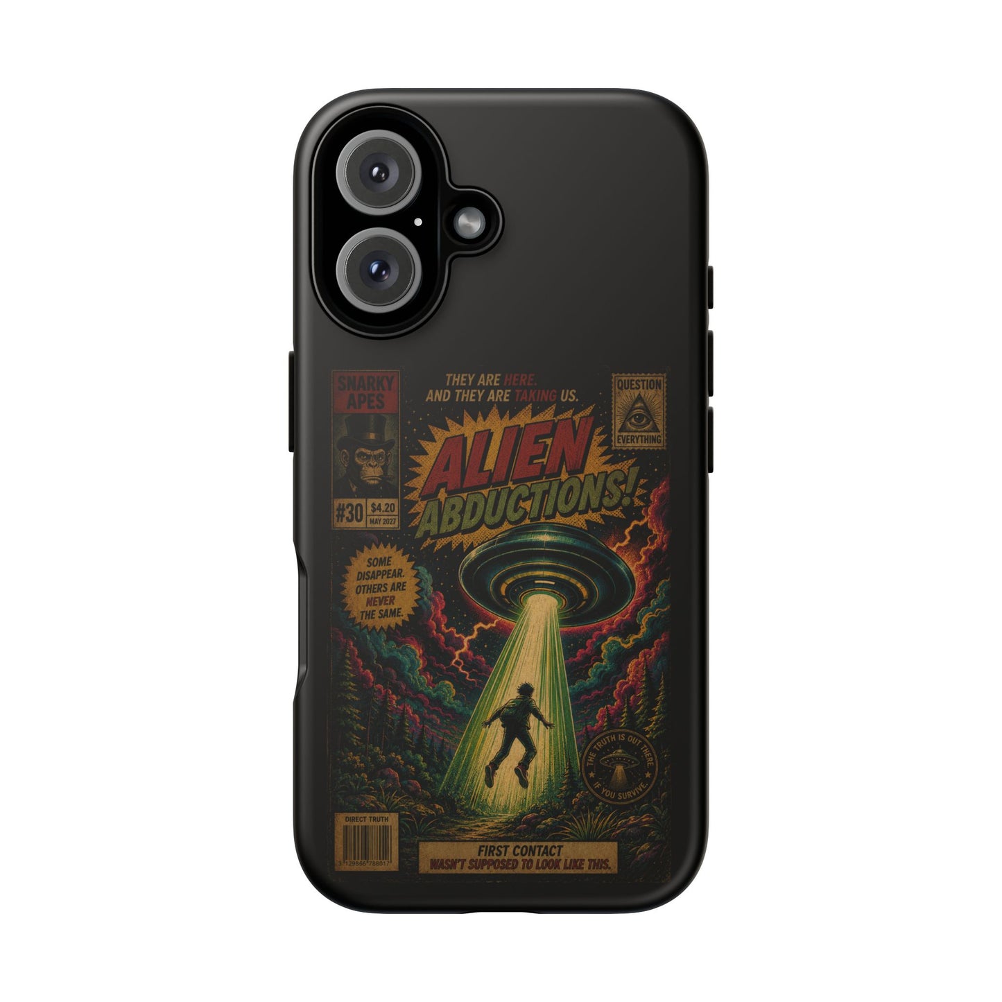 Alien Abductions Phone Case — Retro Sci‑Fi Comic Art iPhone Cover