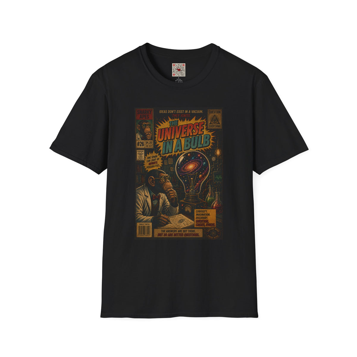 Universe In A Bulb Graphic Tee — Vintage Sci‑Fi Poster Shirt