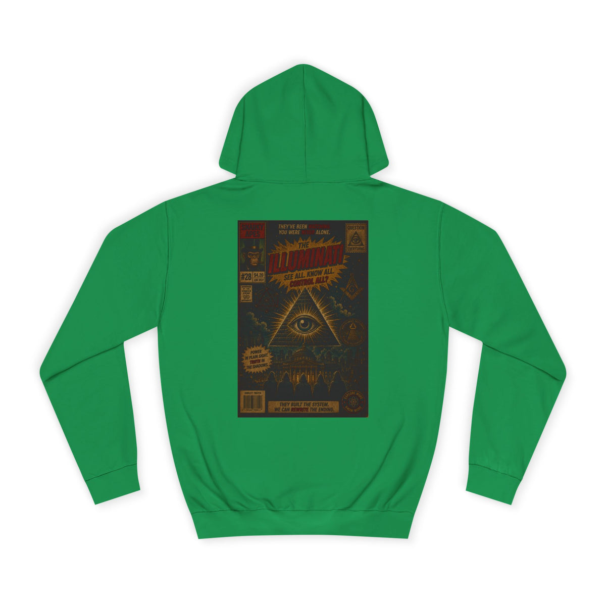 College Hoodie — Vintage Occult Comic Eye Back Print