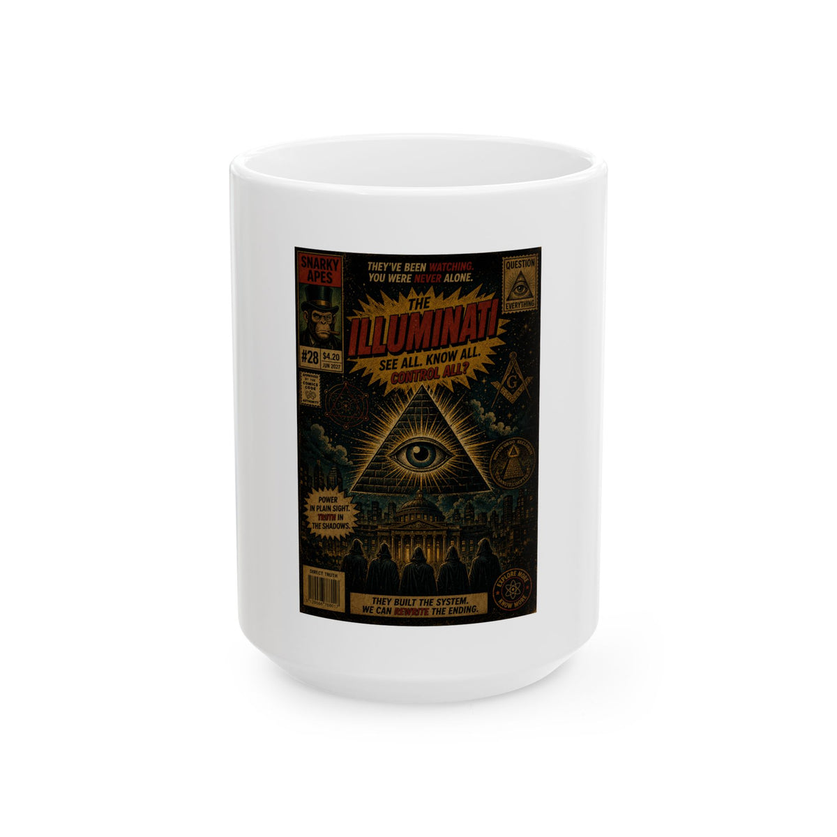 Illuminati Eye Ceramic Mug — Vintage Conspiracy Comic Design (11oz, 15oz)