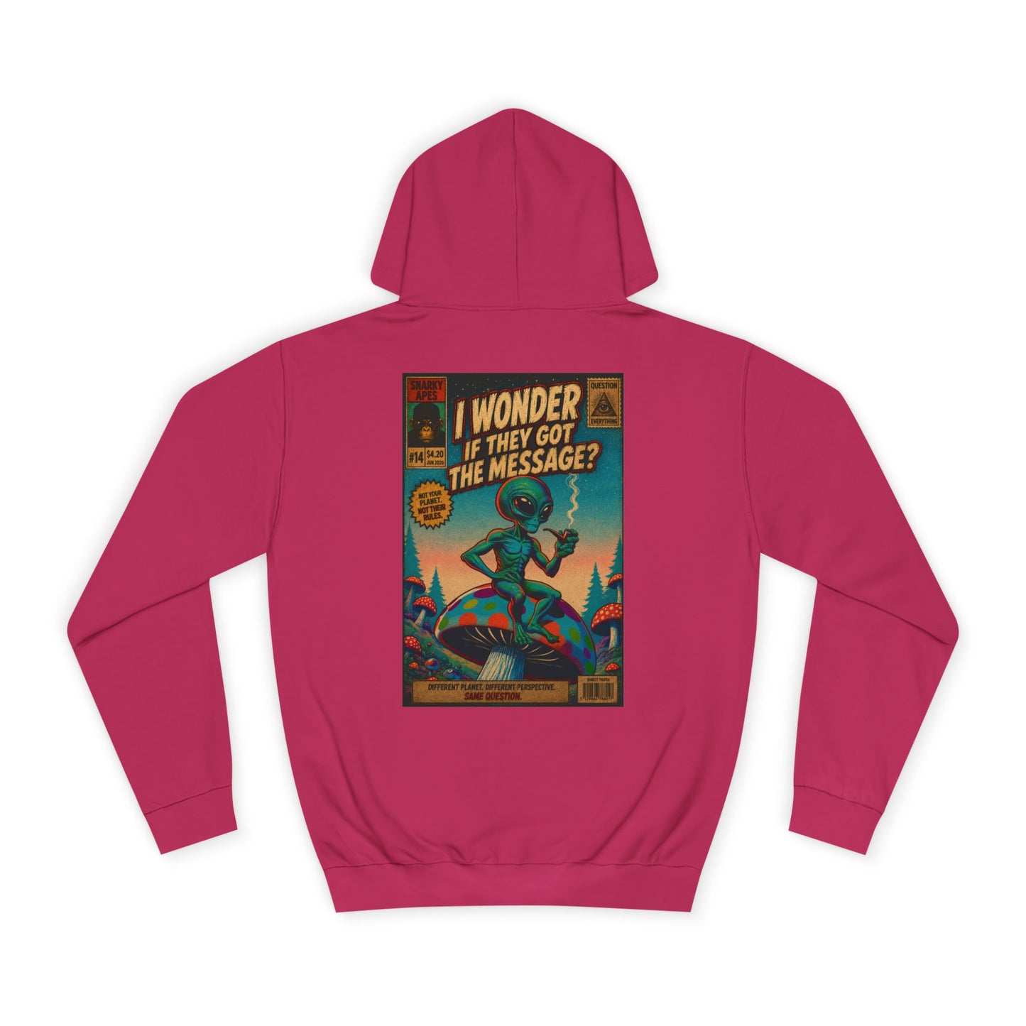 Alien Retro Poster Hoodie – “I Wonder If They Got the Message?” College Sweatshirt
