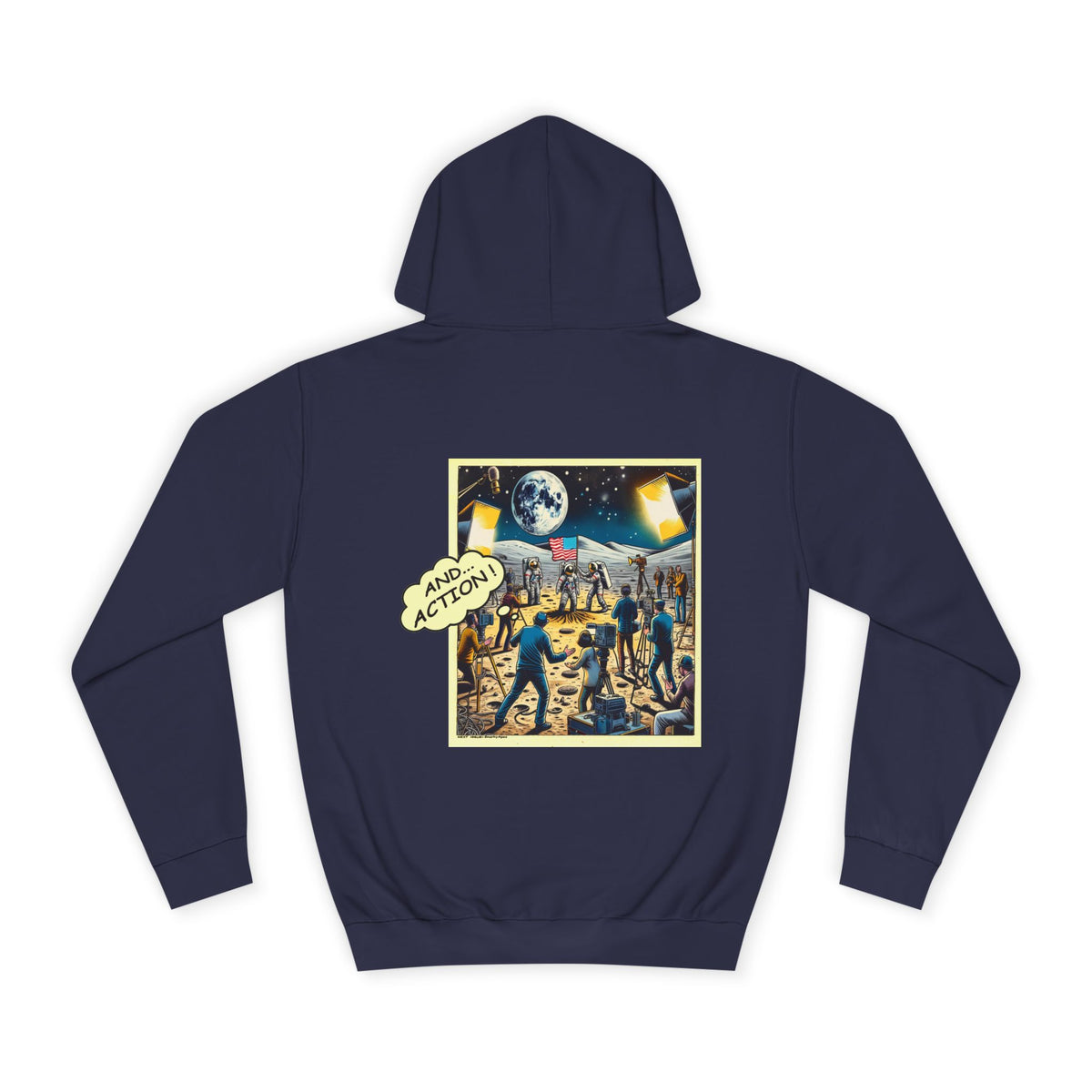 College Hoodie — Retro Sci‑Fi 'And Action' Back Print