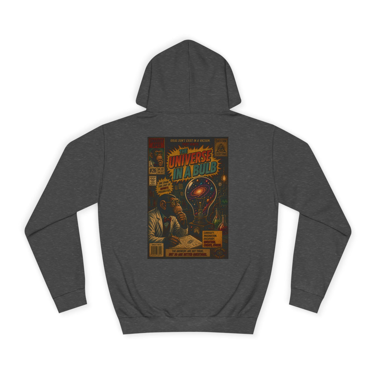 Retro Sci‑Fi 'Universe in a Bulb' Hoodie — Vintage Comic Back Print