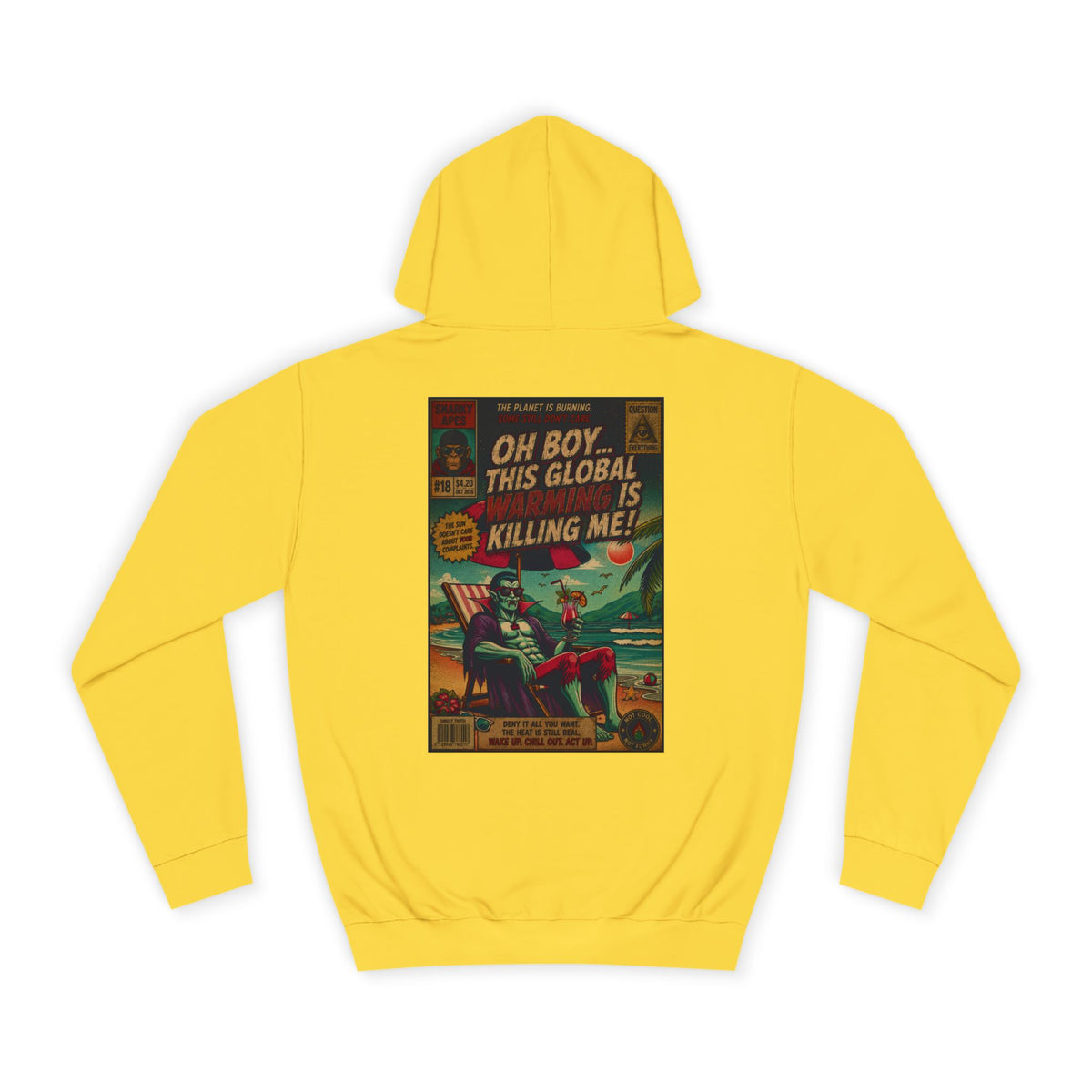 Retro Comic Hoodie – "Oh Boy, This Global Is Killing Me!" Graphic Pullover
