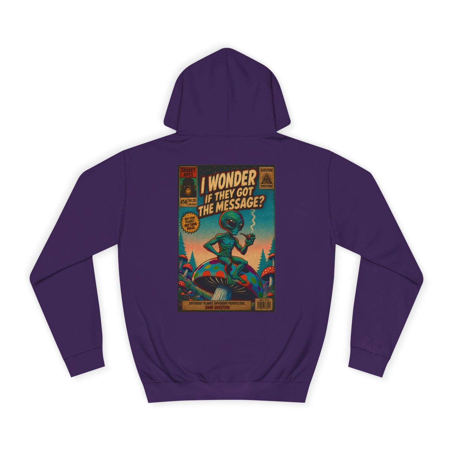 Alien Retro Poster Hoodie – “I Wonder If They Got the Message?” College Sweatshirt